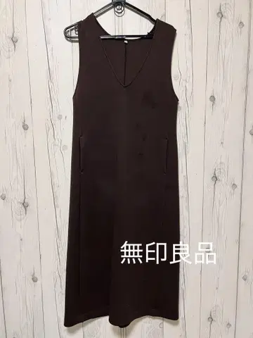 무인양품 V넥 원피스 다크 브라운