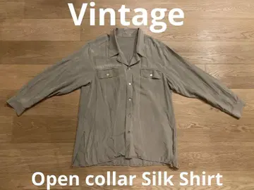 빈티지 Caldwell 타입 silk100% 오픈 카라 셔츠 그레이지