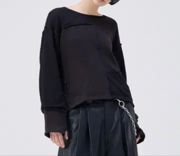SOERTE 메쉬 스위칭 패치워크 롱 슬리브 T