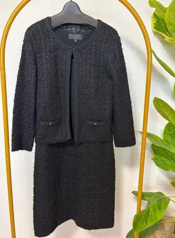 새상품급 UNTITLED 니트 트위드 원피스 셋업 블랙 M