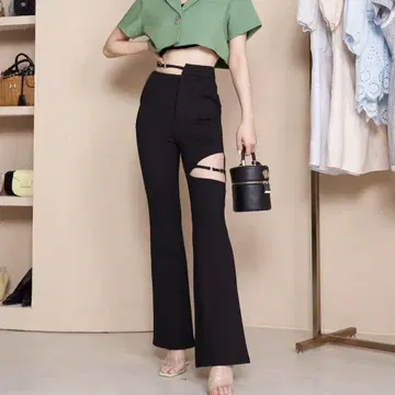Darich 컷 벨트 플레어 팬츠