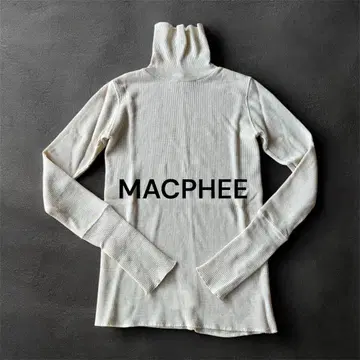 MACPHEE 맥피 화이트 울 100% 터틀넥 리브 니트 겨울