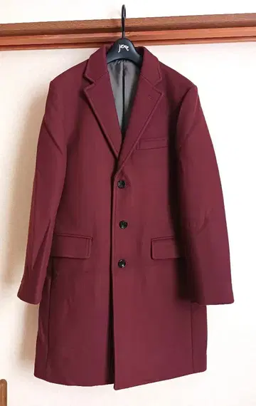 새상품급 UNITED ARROWS 체스터 코트 버건디 S