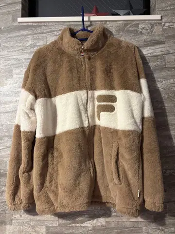 FILA 플리스 자켓 브라운/화이트