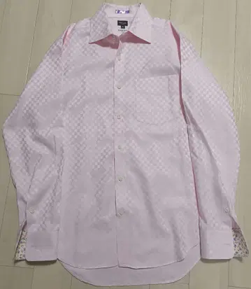 폴스미스 긴팔 셔츠 핑크 스트라이프 포멀 화려함 M 광택