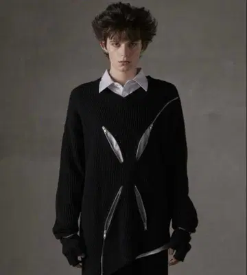 GRANCY 지퍼 디자인 비대칭 니트 M