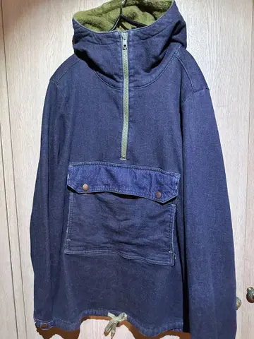 GOHEMP 후드 부착 데님 자켓 네이비
