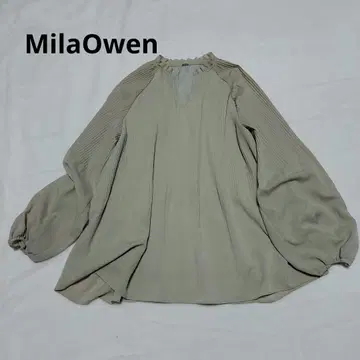 미라 오웬 플리츠 블라우스 올리브 계열 루즈핏