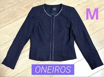 ONEIROS 노카라 자켓 트위드 라메 M 사이즈 네이비