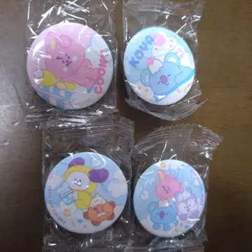 쿠라스시 BT21 캔뱃지 4개 클리어 파일 3장 세트