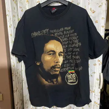 00s 90s 밥 말리 T셔츠 블랙 ZION 블랙 블랙