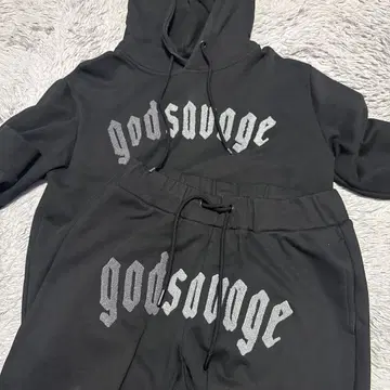 godsavage 블랙 후드티 & 팬츠 세트