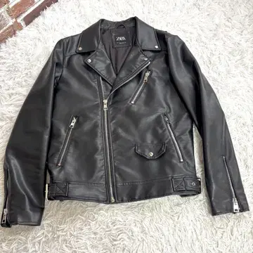 컨디션 최상 ZARA 블랙 더블 라이더 자켓 바이크 의류 인조 가죽