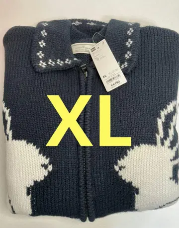 GU rokh 풀 집업 니트 자켓 네이비 XL 지유 로크
