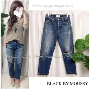 [ BLACK BY MOUSSY 데미지 스트레이트 데님 ] 마우지