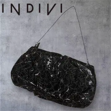 INDIVI 파티 클러치백 레이스 체인 포함 블랙