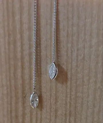 K14 화이트 골드 큐빅 아메리칸 귀걸이