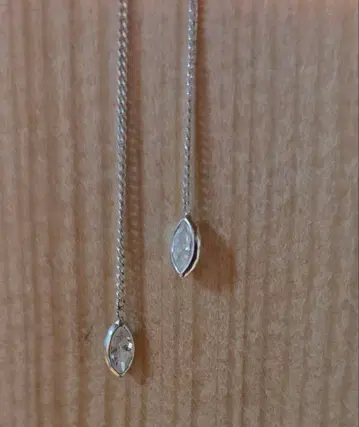 K14 화이트 골드 큐빅 아메리칸 귀걸이