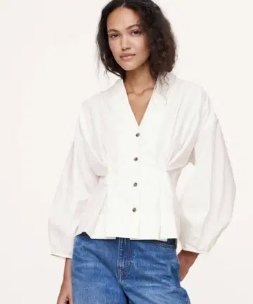 BANANA REPUBLIC 코튼 포플린 신치 허리 셔츠