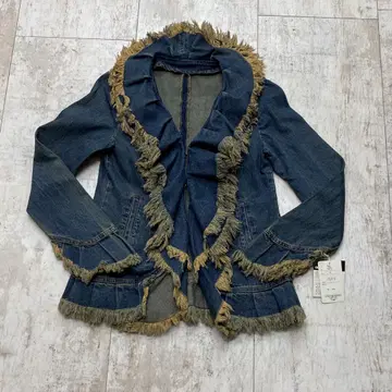 새상품 데미지 가공 데님 프릴 프린지 데님 자켓 G