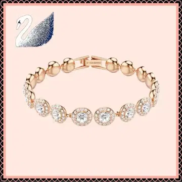 스와로브스키 로즈 골드 팔찌 라운드 컷 17cm