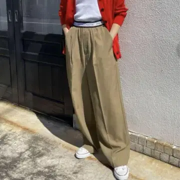 새상품급 Protagonista 로고 허리 밴딩 턱 와이드 팬츠 레이온