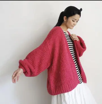 ICHI 로우 게이지 볼륨 소매 가디건