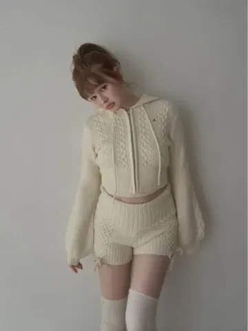 Milk ribbon knit set up ivory