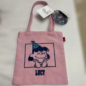 PEANUTS 75주년 루시 자수 토트백 핑크