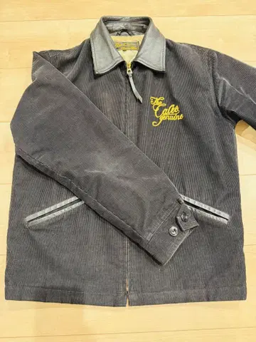 CALEE 옷깃 가죽 코듀로이 자켓