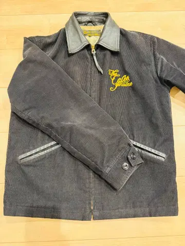 CALEE 옷깃 가죽 코듀로이 자켓