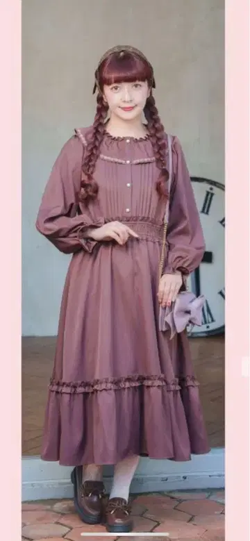 아오키 미사코 시마무라 장미 모티브 원피스 핑크