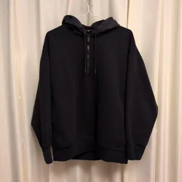 UNIQLO +J 드라이 맨투맨 하프 지퍼 후드티 블랙 XL