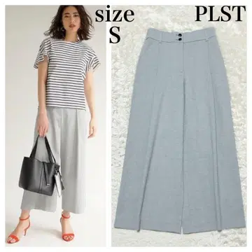 PLST 플라스테 린넨 블렌드 와이드 팬츠 그레이 S 사이즈 허리밴딩