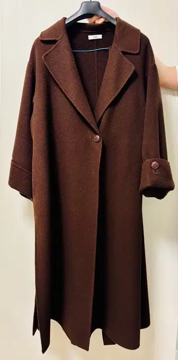 VillD 울 롱 코트 브라운