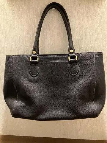 츠치야 가방 톤 오일누메 가죽 A4 가능 토트백 골드 금장 장식 블랙