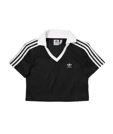 adidas 블랙 크롭 피케 셔츠