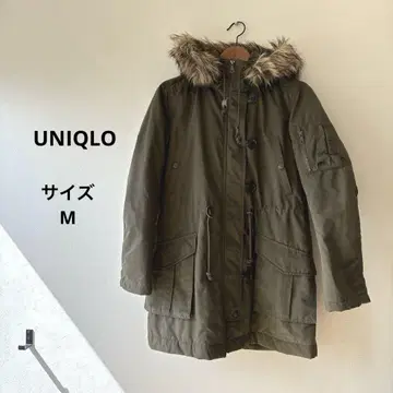 유니클로 카키 퍼(fur) 달린 모즈 코트 밀리터리 사이즈 M 캐주얼