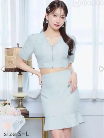 펄 비쥬 프론트 지퍼 머메이드 미니 셋업 캬바쿠라 드레스