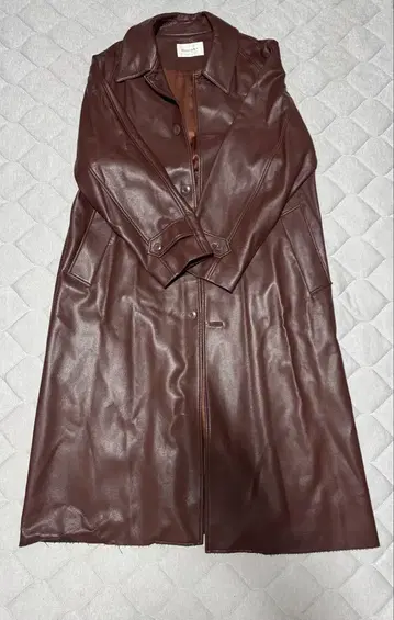 moussy 가죽 롱 코트 허리 벨트 포함