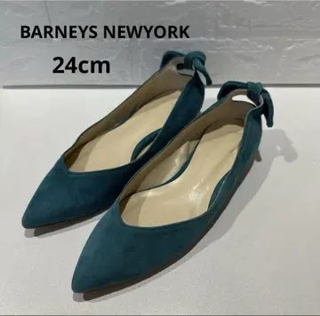 BARNEYS NEW YORK 스웨이드 플랫 펌프스 그린 24cm