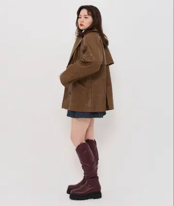 TINA:JOJUN 브라운 더블 브레스트 자켓