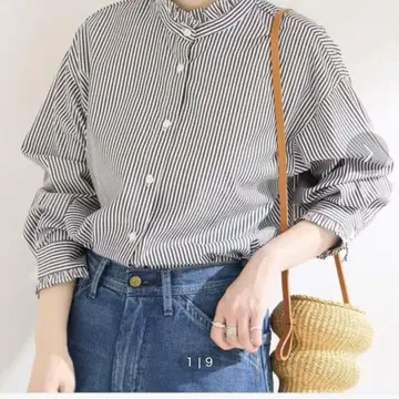 스트라이프 긴팔 셔츠 여성용