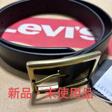 Levi's 블랙 가죽 벨트 골드 버클