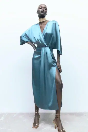 미사용 ZARA 새틴 카슈쿨 원피스