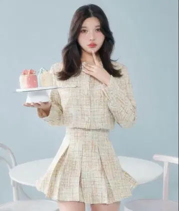 Darich 팬시 트위드 셋업 아이보리 1회 사용