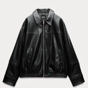 ZARA 블랙 가죽 봄버 자켓
