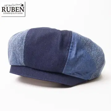 새상품 RUBEN 패치워크 데님 베레모 프리 사이즈 네이비