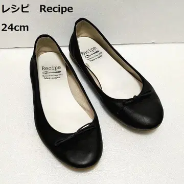 레시피 Recipe 여성용 플랫 가죽 신발 24cm 블랙