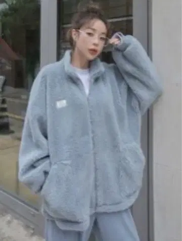 DAZY 테디 코트 지퍼 업 드롭 숄더 Shein